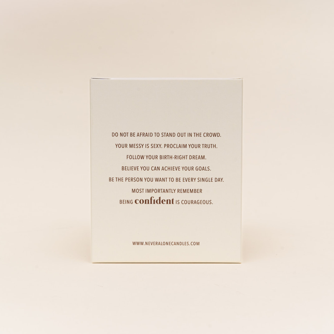 A white box with the message about being confident and courageous.